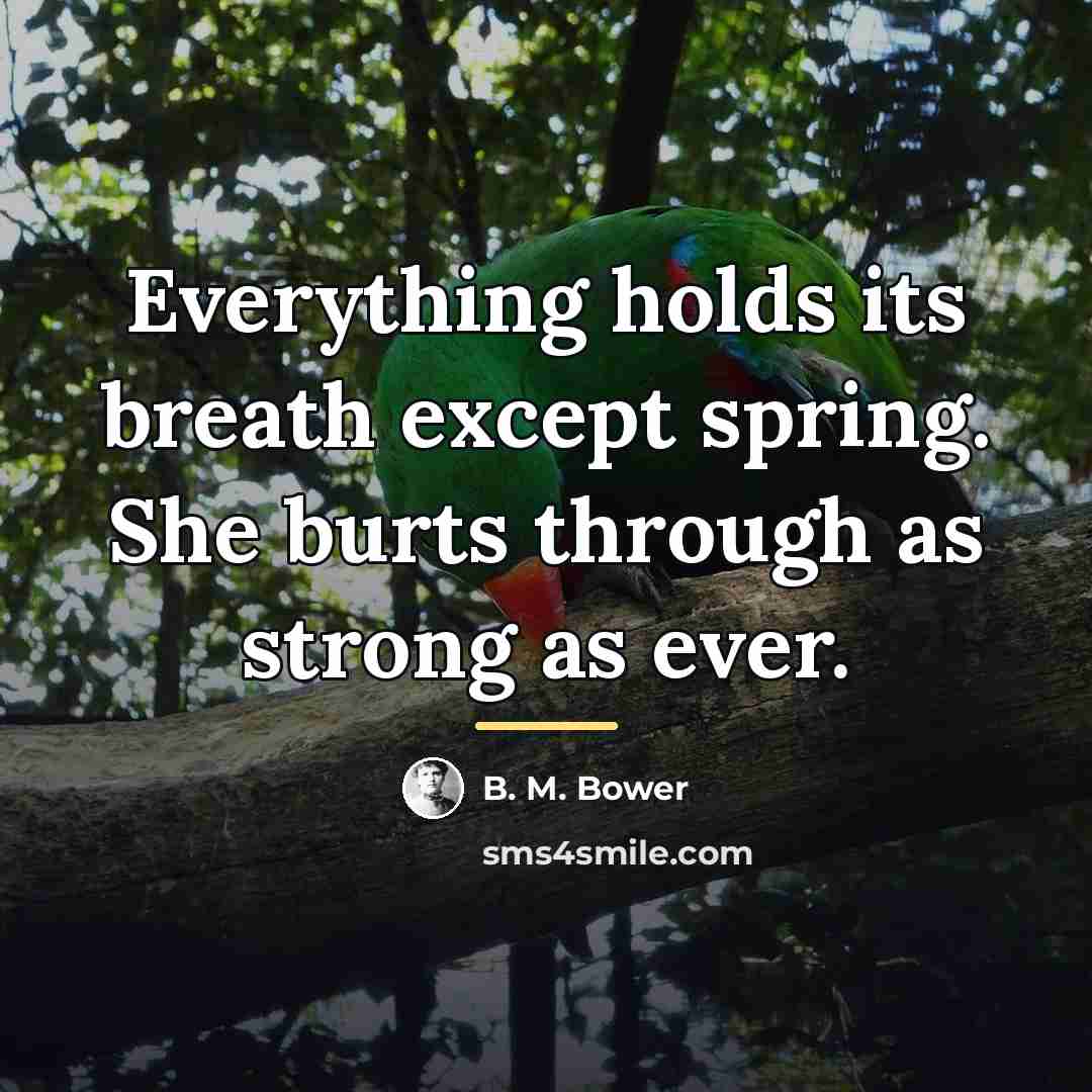 “Everything holds its breath except spring. She burts through as…” quote by Anonymous