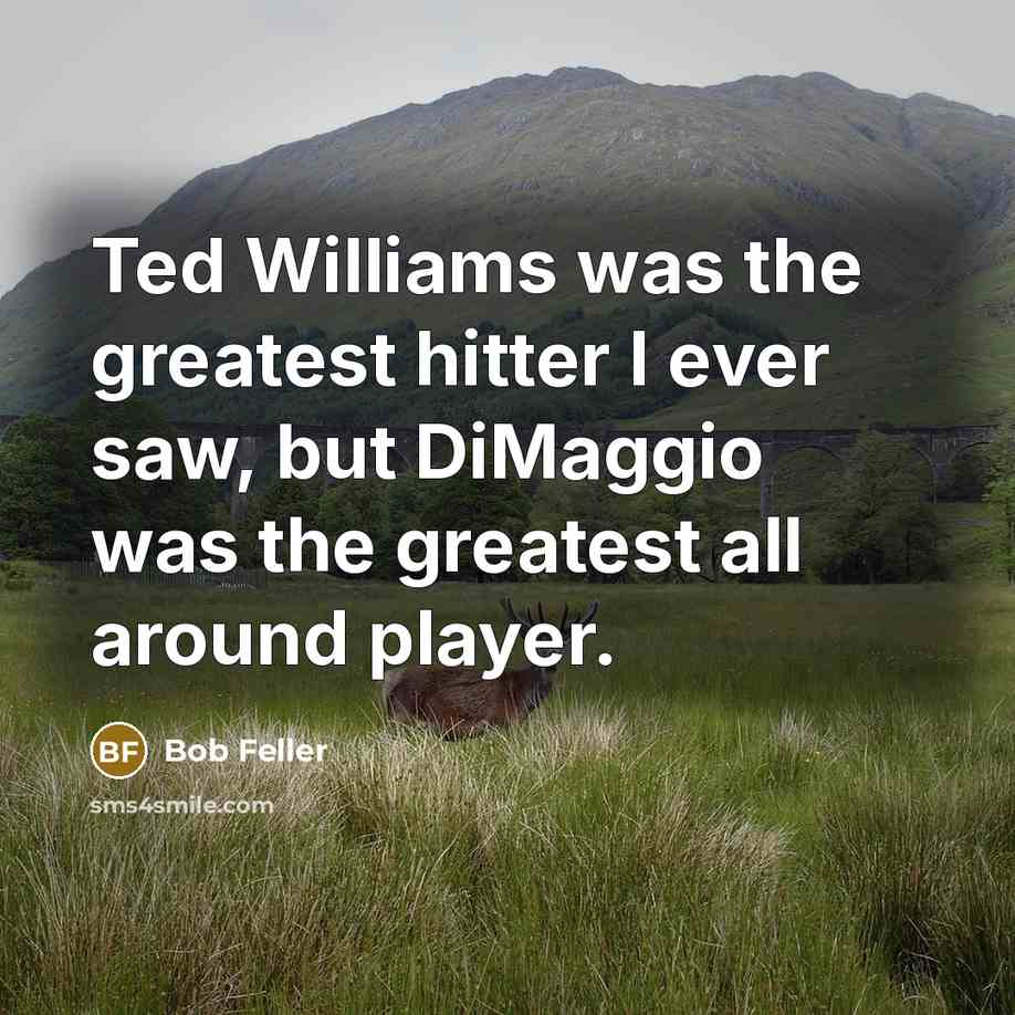 “Ted Williams was the greatest hitter I ever saw, but…” quote by Bob Feller