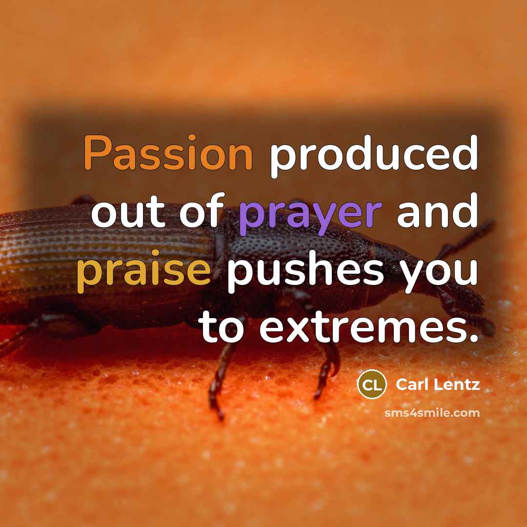“Passion produced out of prayer and praise pushes you to…” quote by Carl Lentz