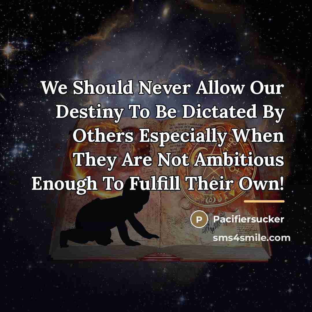 “We Should Never Allow Our Destiny To Be Dictated By…” quote by Pacifiersucker