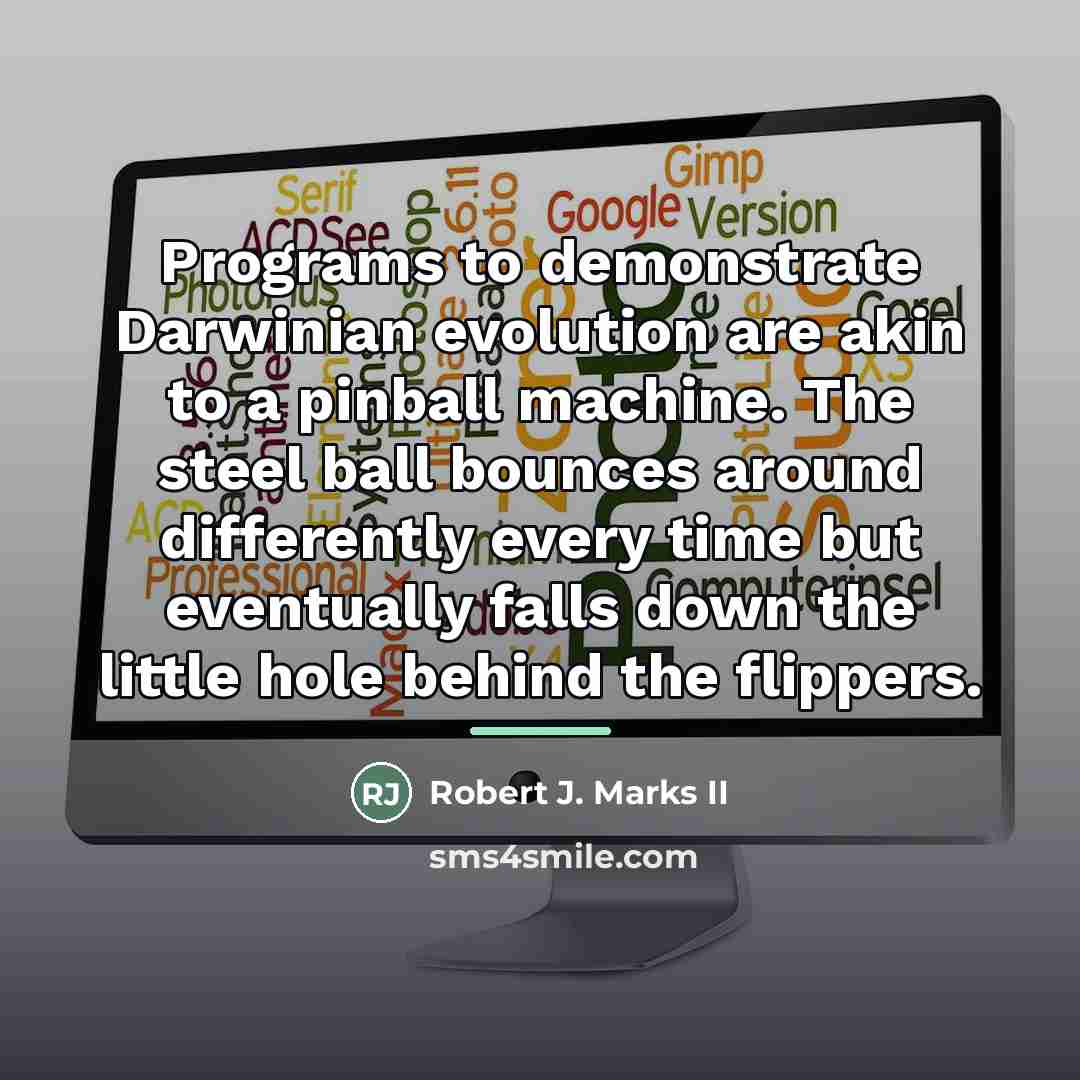 “Programs to demonstrate Darwinian evolution are akin to a pinball…” quote by Robert J. Marks II