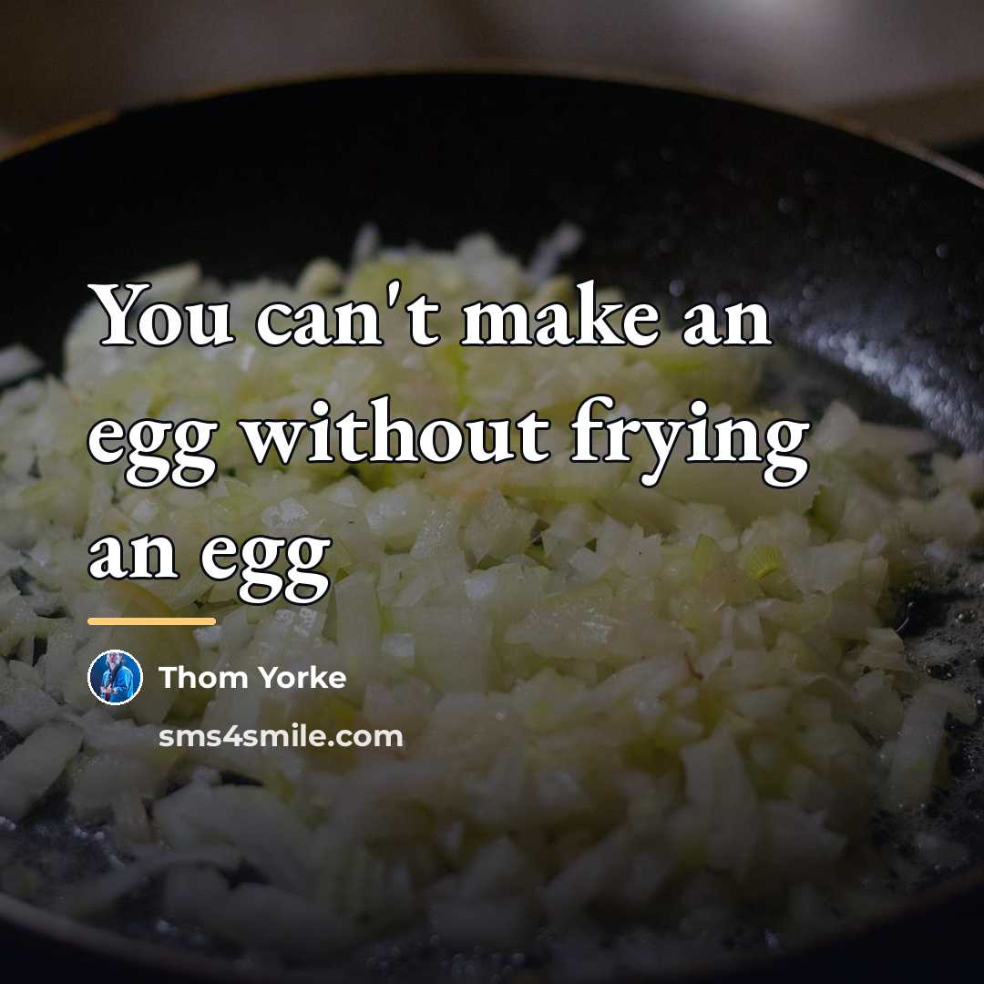 “You can't make an egg without frying an egg…” quote by Thom Yorke