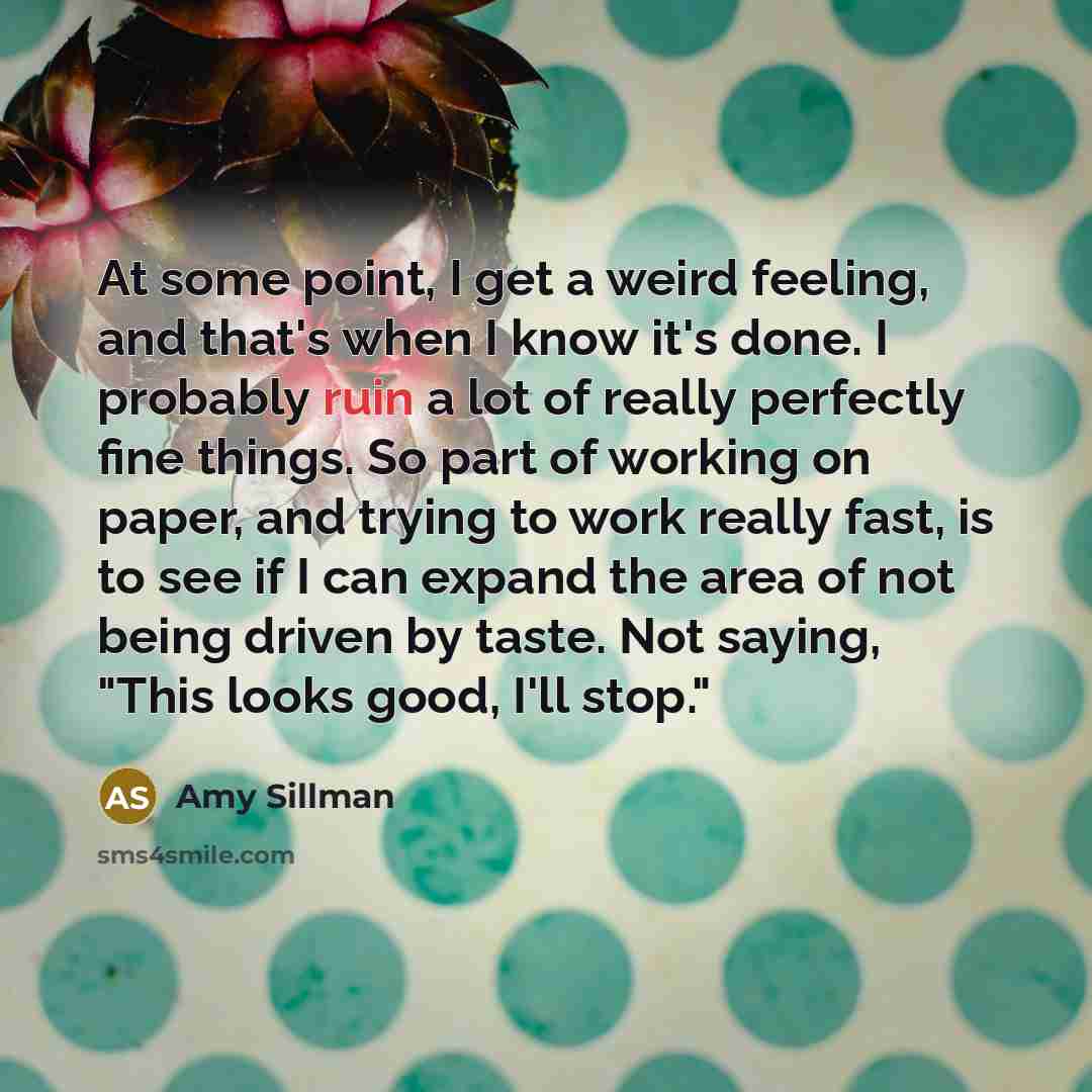 “At some point, I get a weird feeling, and that's…” quote by Amy Sillman