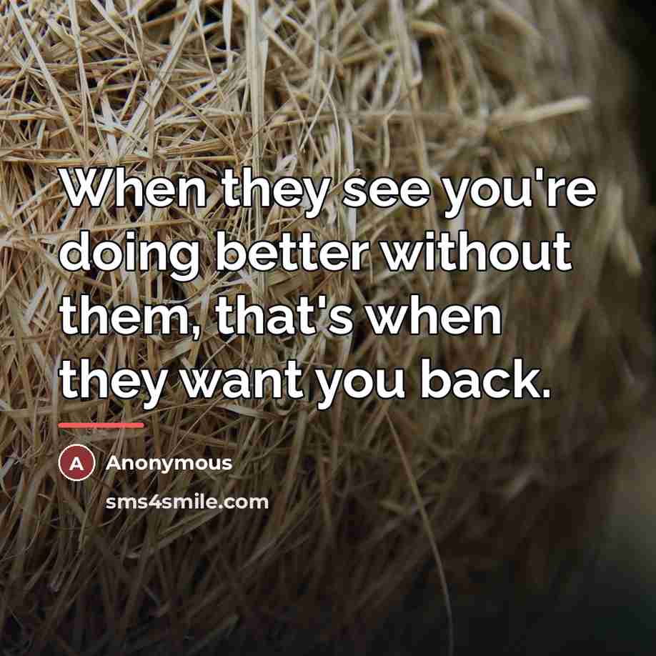 “When they see you're doing better without them, that's when…” quote by Anonymous