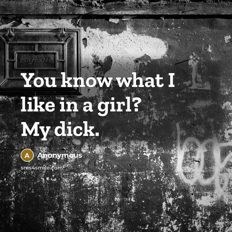 “You know what I like in a girl? My dick.…” quote by Anonymous