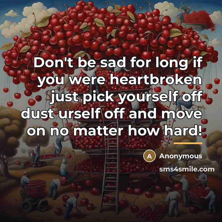 “Don't be sad for long if you were heartbroken just…” quote by Anonymous