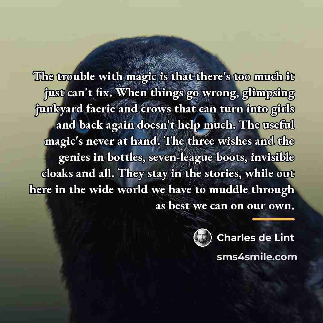 “The trouble with magic is that there's too much it…” quote by Charles de Lint
