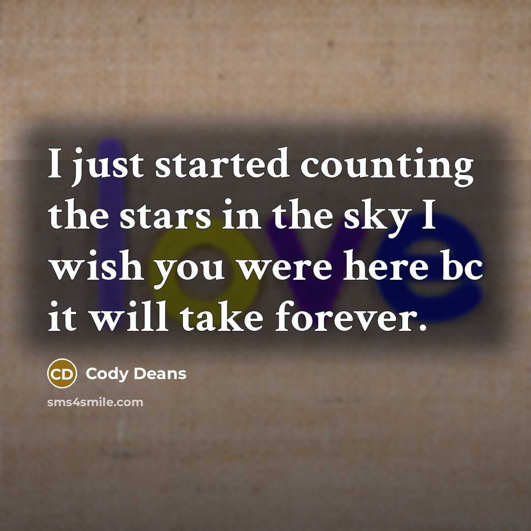 “I just started counting the stars in the sky I…” quote by Cody Deans