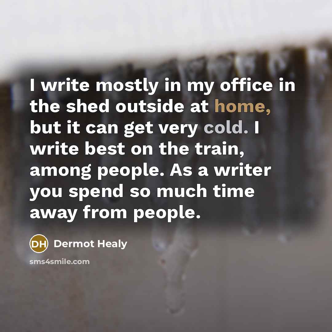 “I write mostly in my office in the shed outside…” quote by Dermot Healy