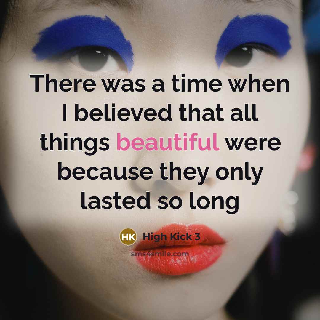 “There was a time when I believed that all things beautiful were because they only lasted so long” quote by High Kick 3
