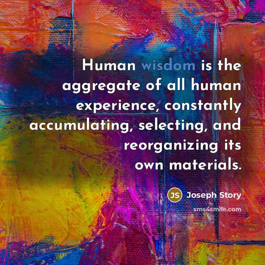 “Human wisdom is the aggregate of all human experience, constantly…” quote by Joseph Story