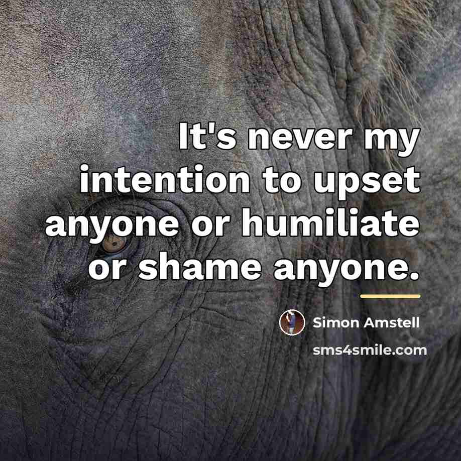 “It's never my intention to upset anyone or humiliate or…” quote by Simon Amstell