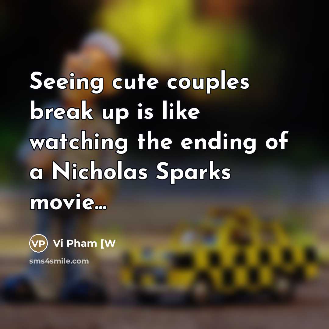 “Seeing cute couples break up is like watching the ending of a Nicholas Sparks movie...” quote by Vi Pham [W