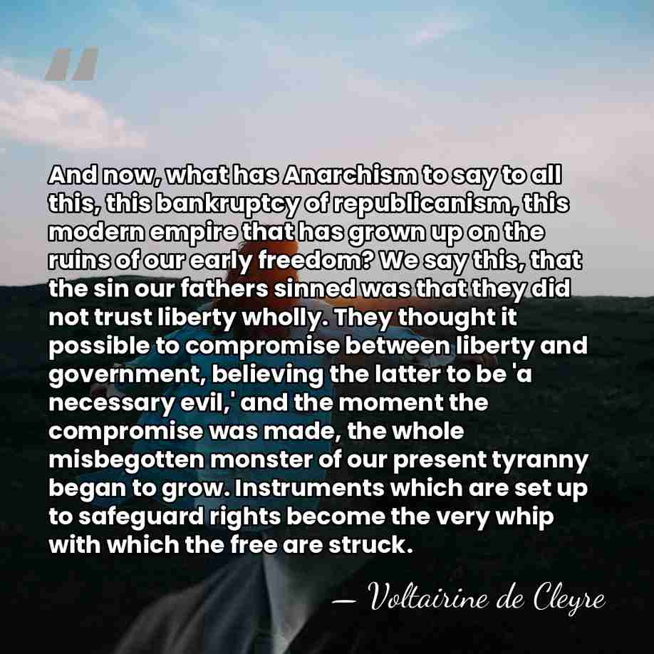 And now, what has Anarchism to say to all this, this bankruptcy&hellip; - Voltairine de Cleyre