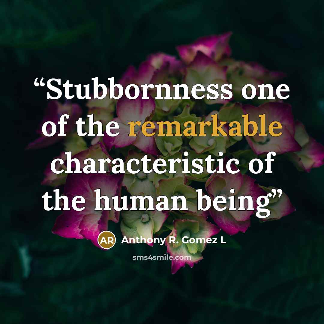 “Stubbornness one of the remarkable characteristic of the human being” quote by Anthony R. Gomez L