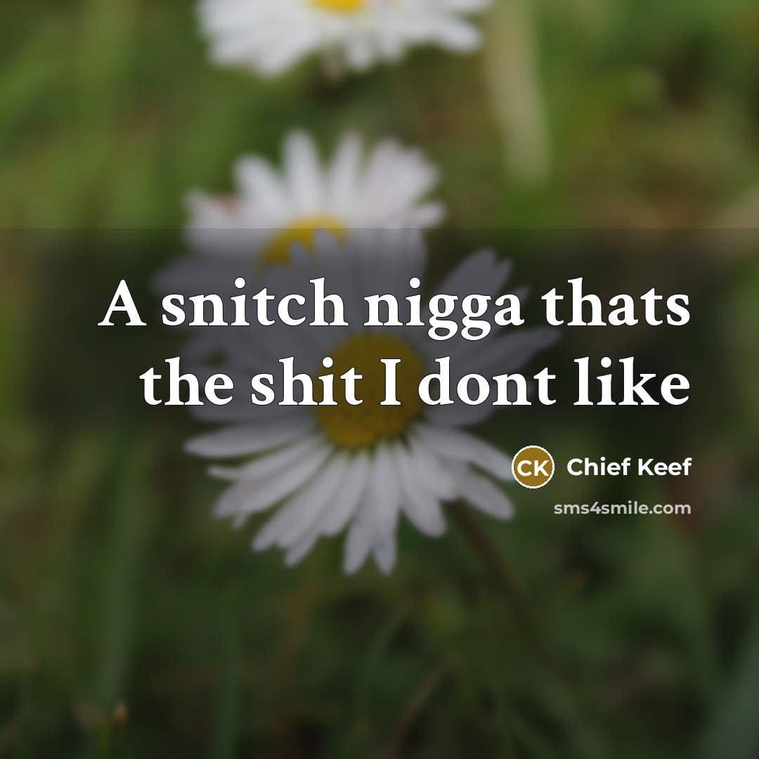 “A snitch nigga thats the shit I dont like” quote by Chief Keef