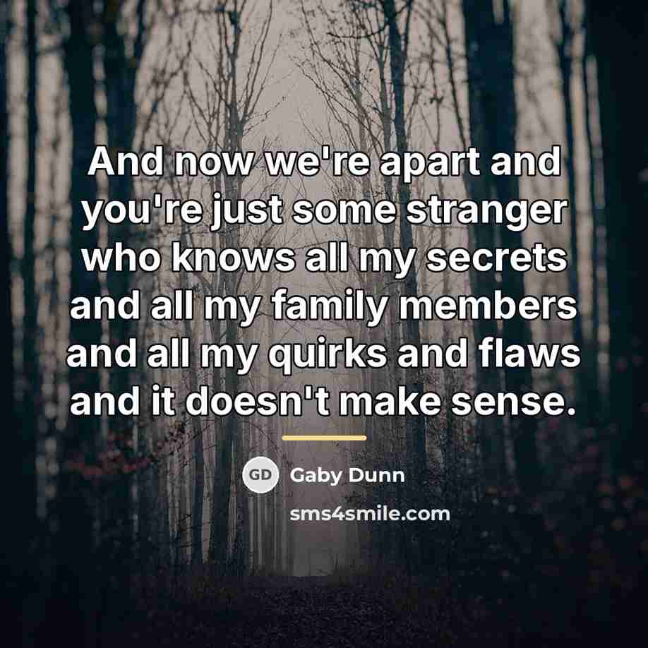 “And now we're apart and you're just some stranger who…” quote by Gaby Dunn