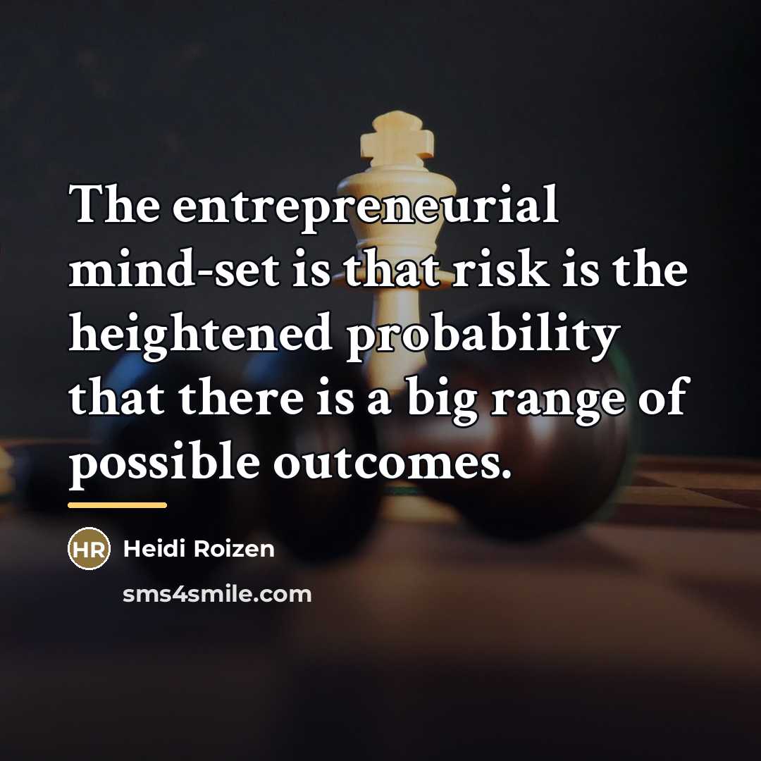 “The entrepreneurial mind-set is that risk is the heightened probability…” quote by Heidi Roizen