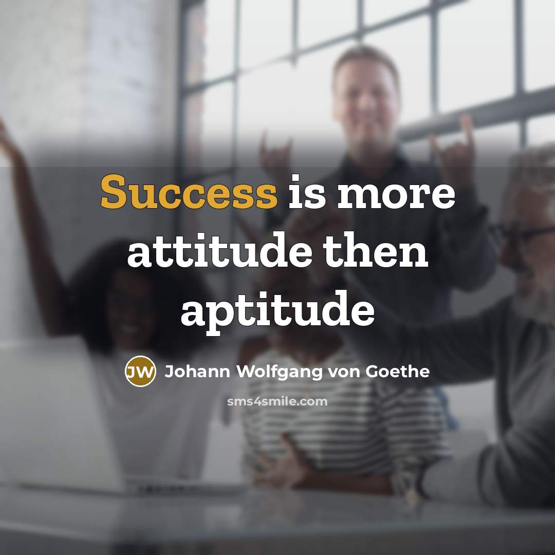 “Success is more attitude then aptitude” quote by Johann Wolfgang Von Goethe