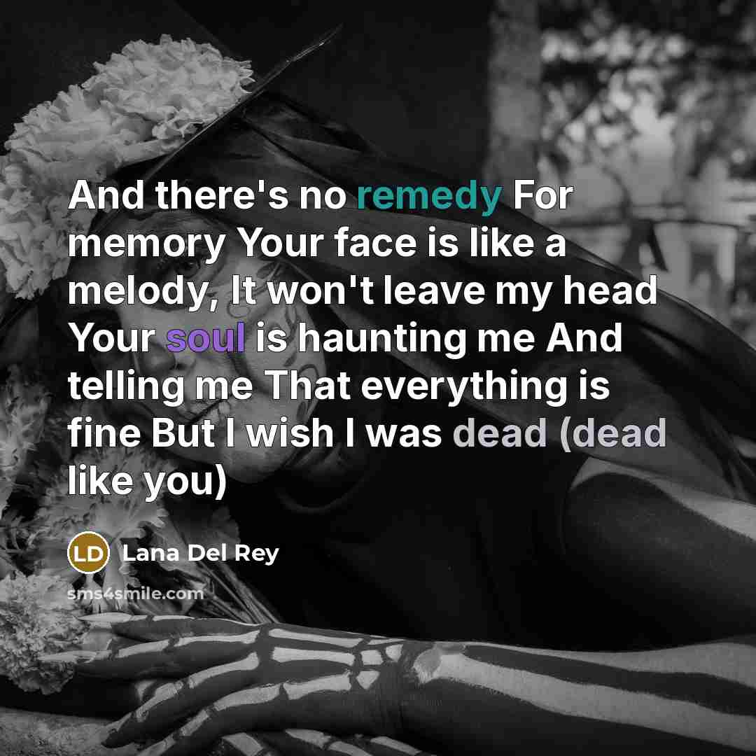 “And there's no remedy For memory Your face is like…” quote by Lana Del Rey
