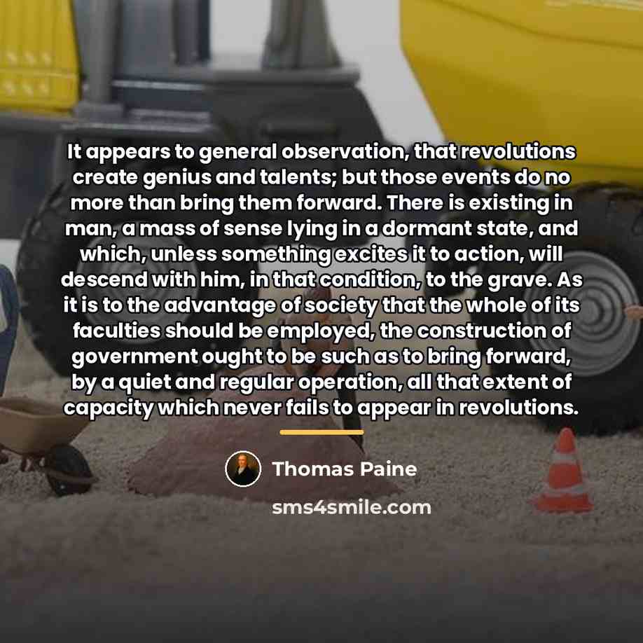 “It appears to general observation, that revolutions create genius and…” quote by Thomas Paine