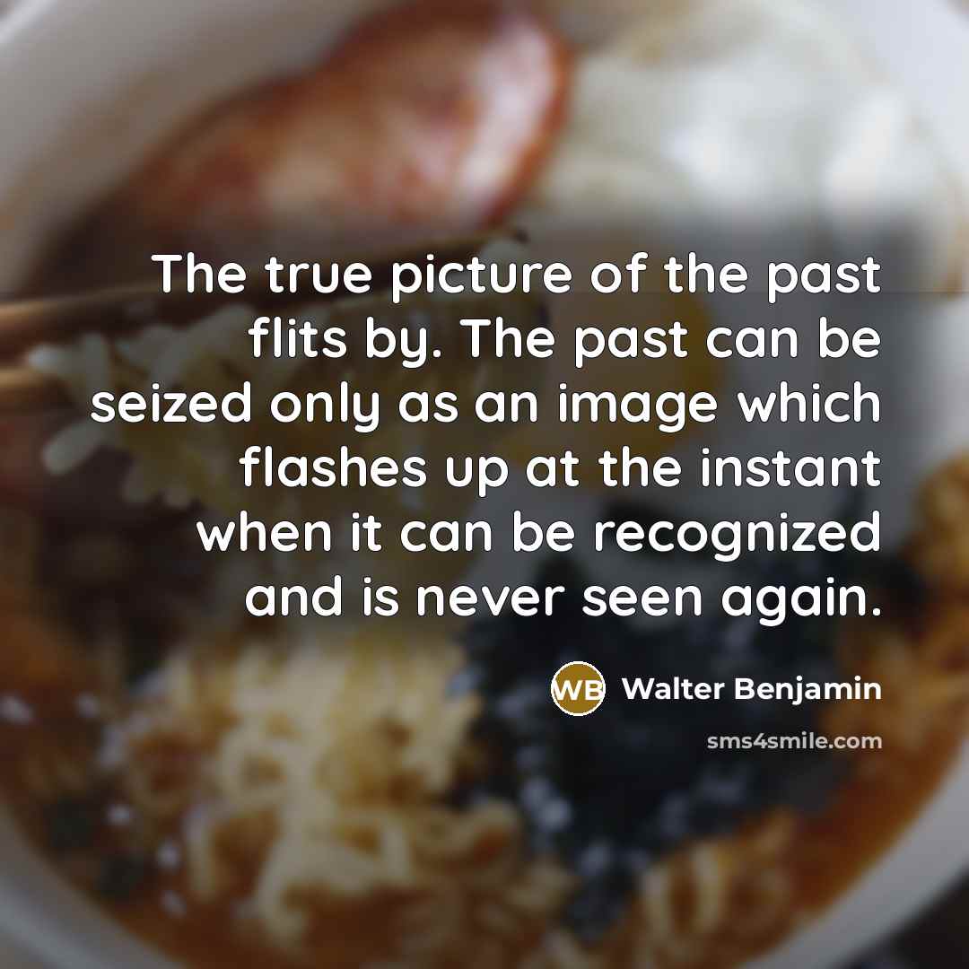 “The true picture of the past flits by. The past…” quote by Walter Benjamin