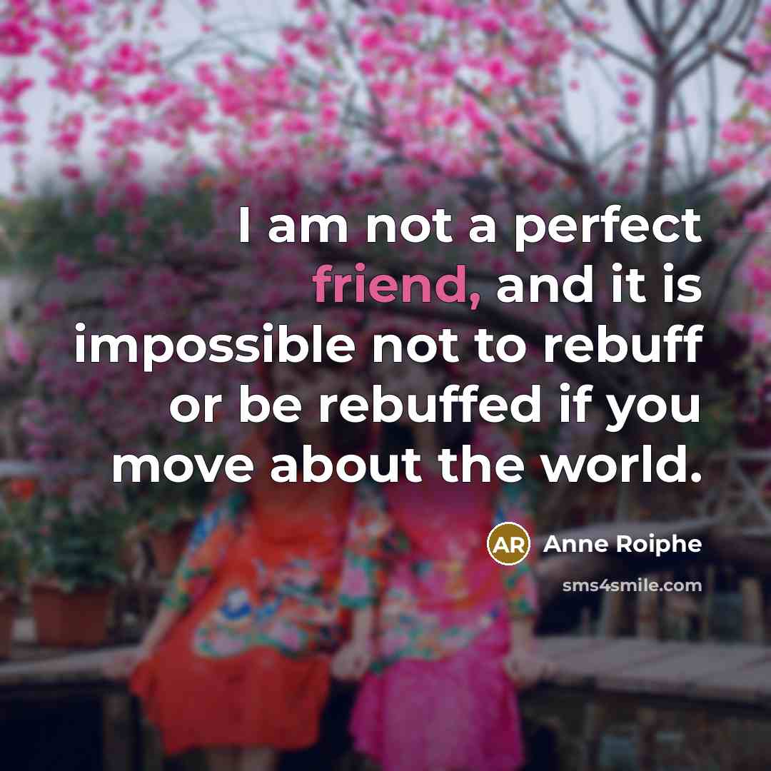 “I am not a perfect friend, and it is impossible…” quote by Anne Roiphe