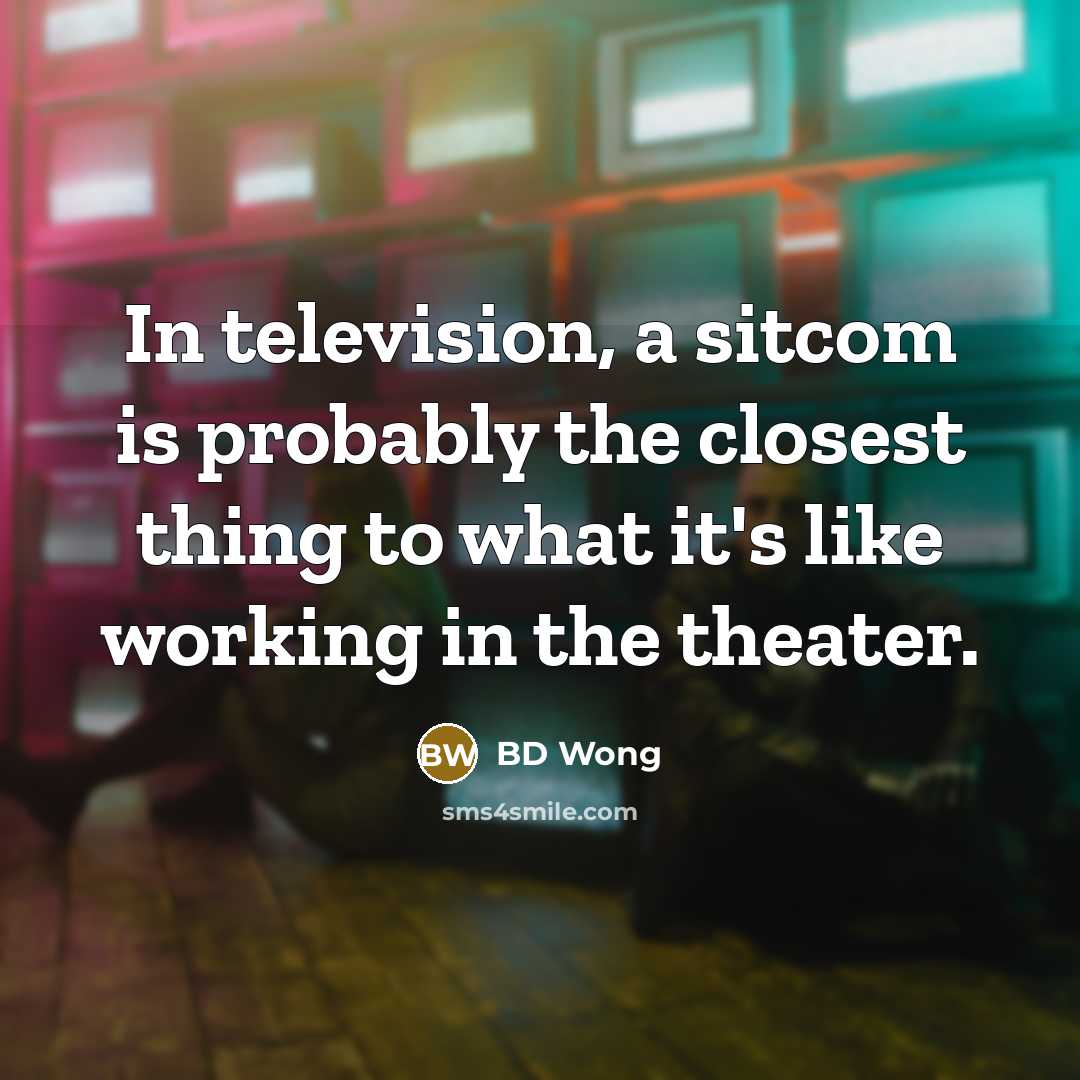“In television, a sitcom is probably the closest thing to…” quote by BD Wong
