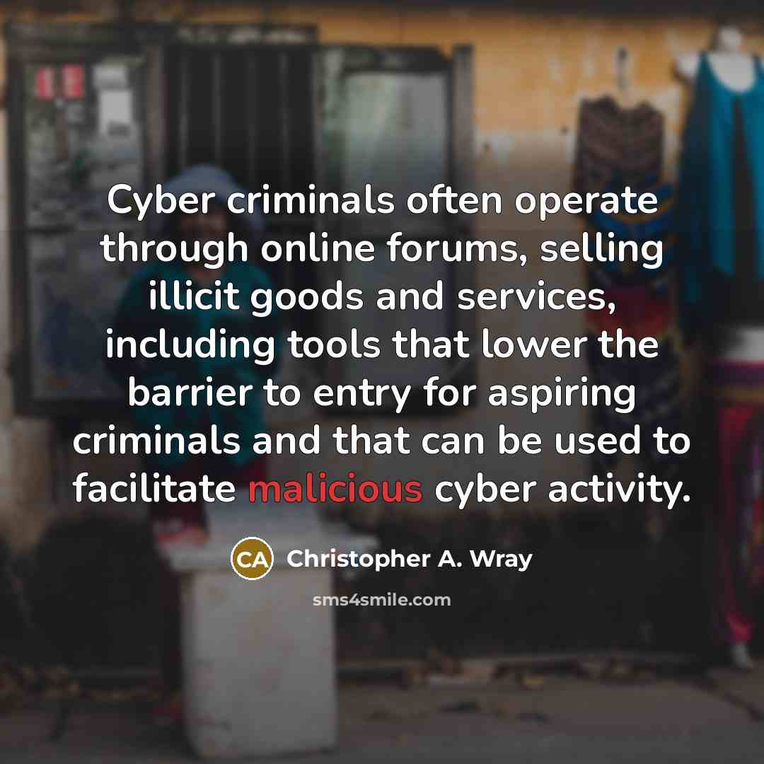 “Cyber criminals often operate through online forums, selling illicit goods…” quote by Christopher A. Wray