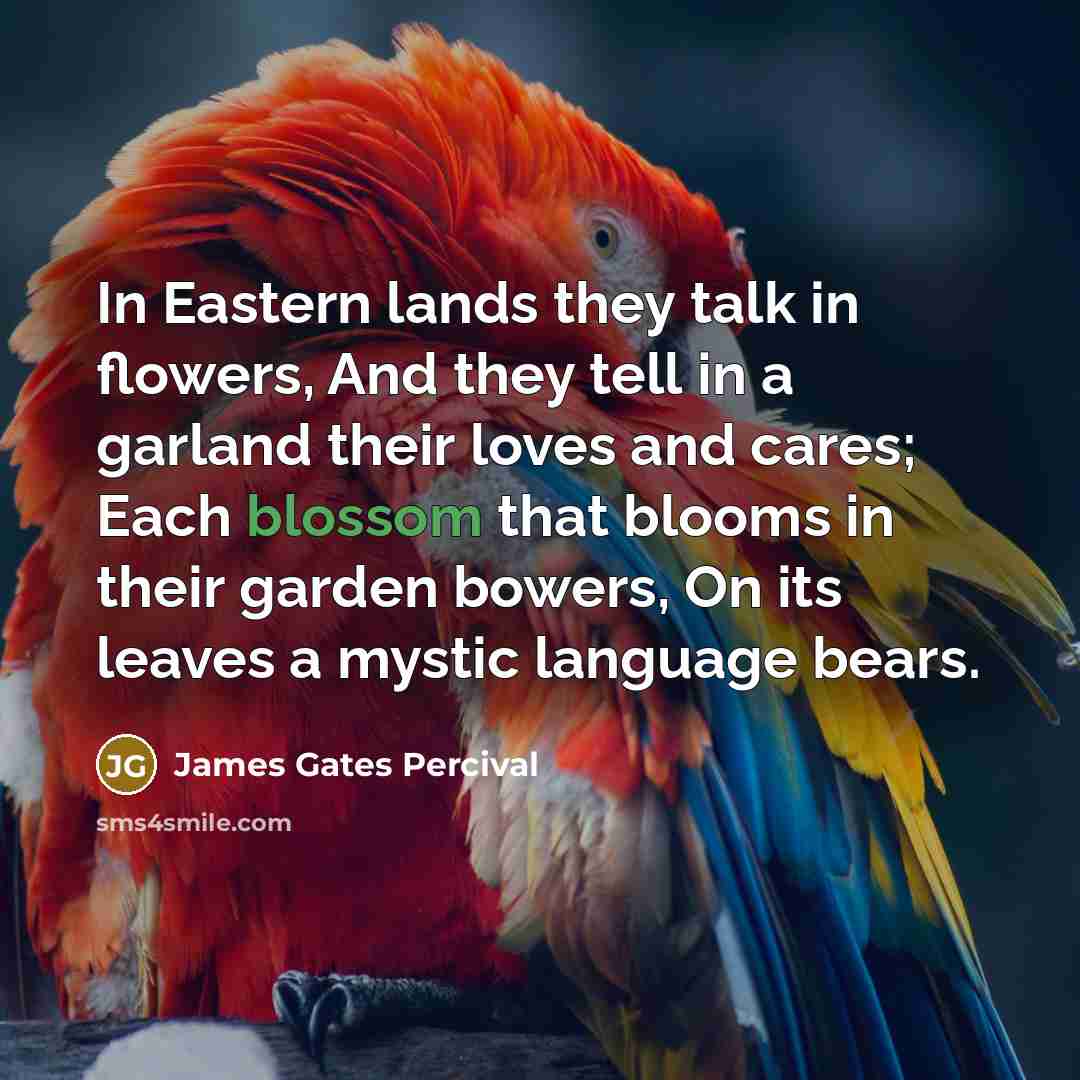 “In Eastern lands they talk in flowers, And they tell…” quote by James Gates Percival