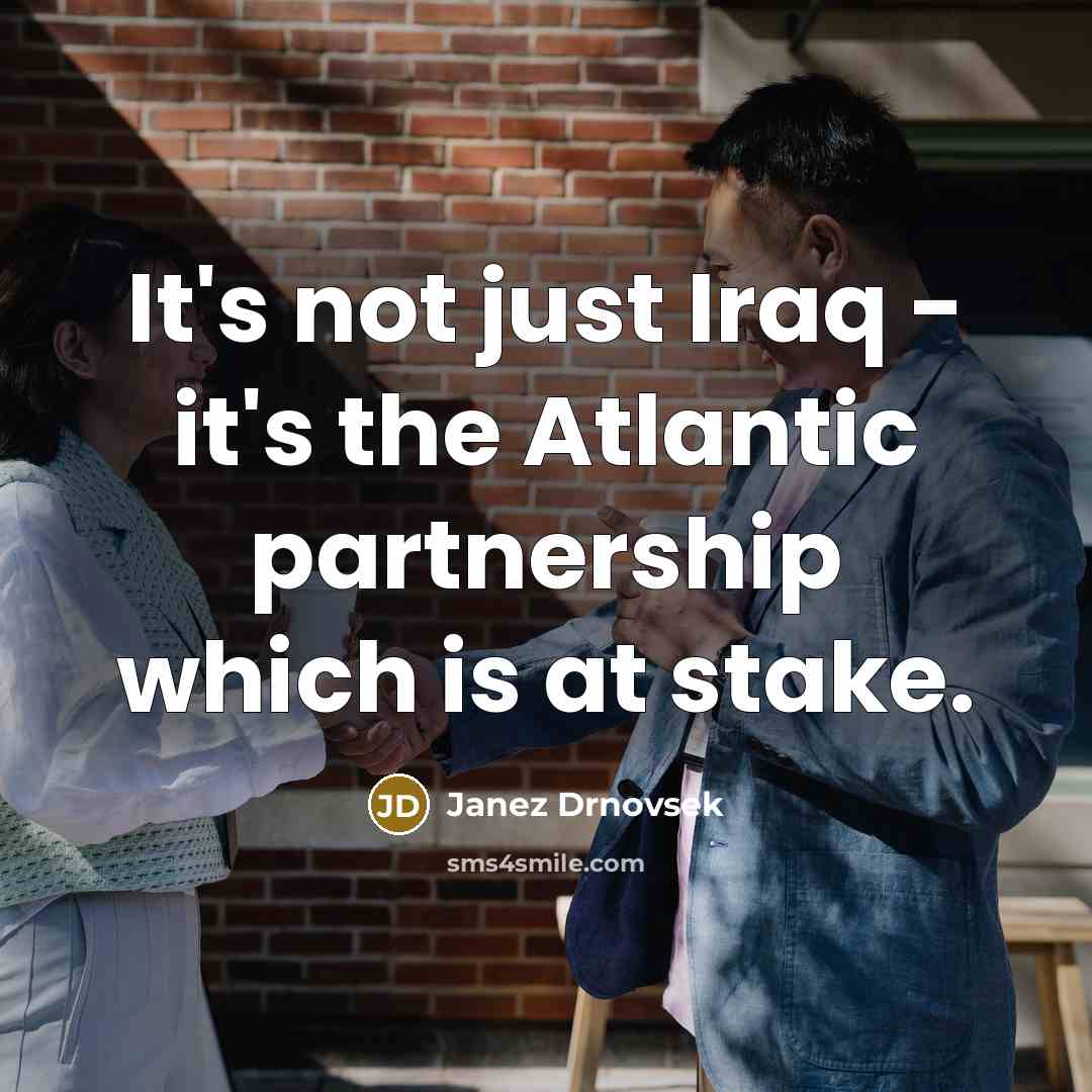 “It's not just Iraq - it's the Atlantic partnership which…” quote by Janez Drnovsek