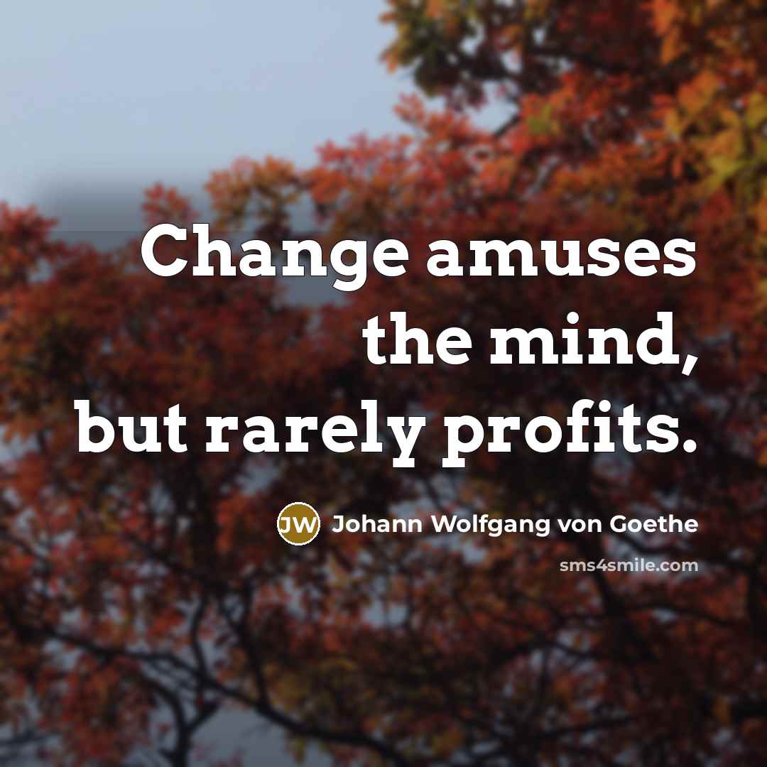 “Change amuses the mind, but rarely profits.…” quote by Johann Wolfgang von Goethe