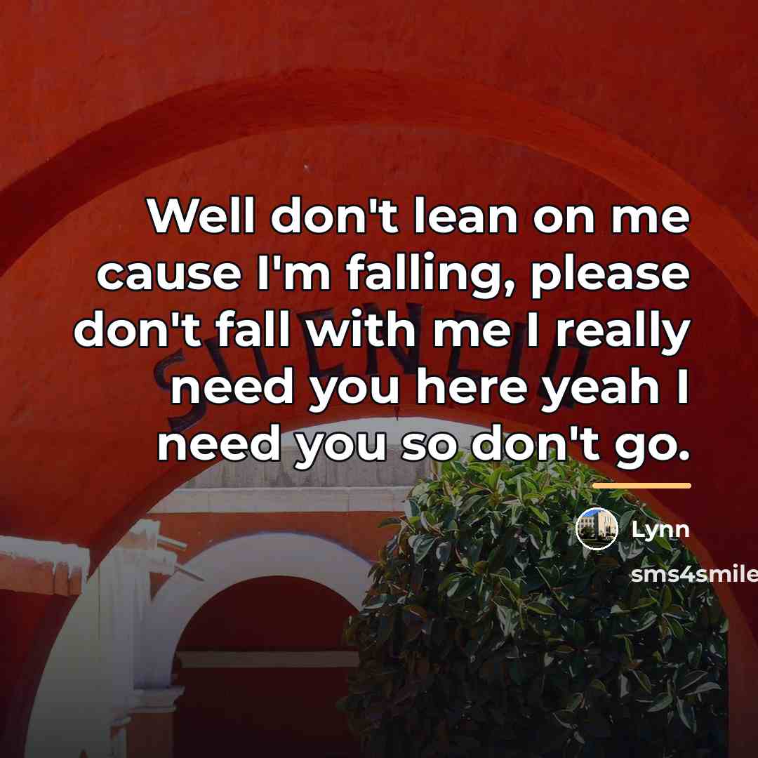 “Well don't lean on me cause I'm falling, please don't…” quote by Lynn