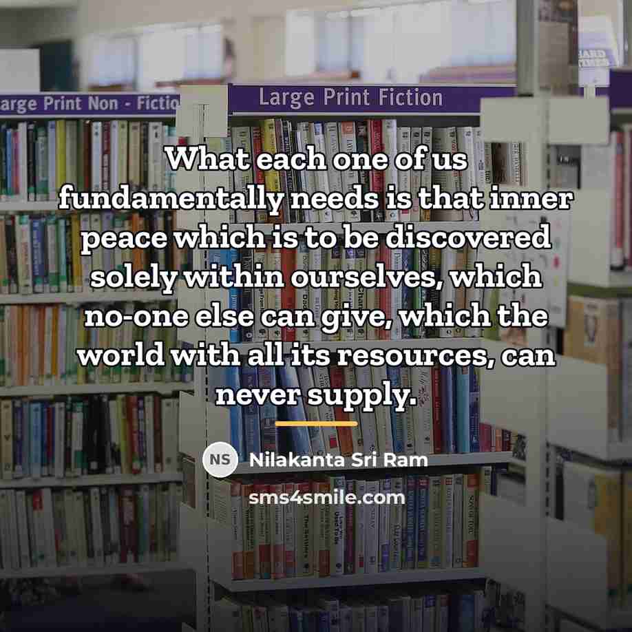 “What each one of us fundamentally needs is that inner…” quote by Nilakanta Sri Ram