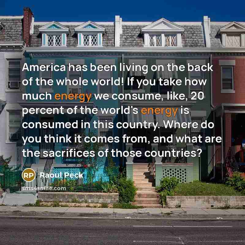 “America has been living on the back of the whole…” quote by Raoul Peck