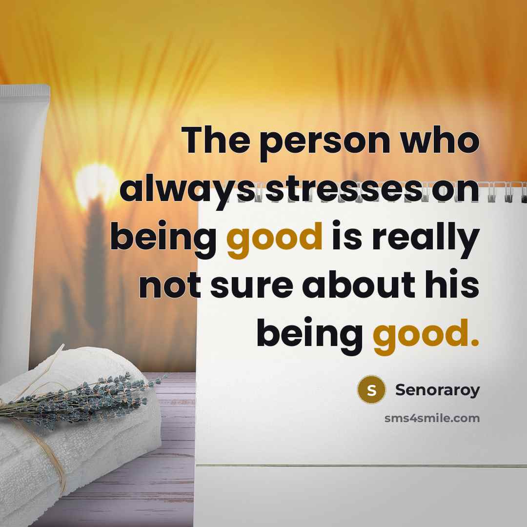 “The person who always stresses on being good is really…” quote by Senoraroy