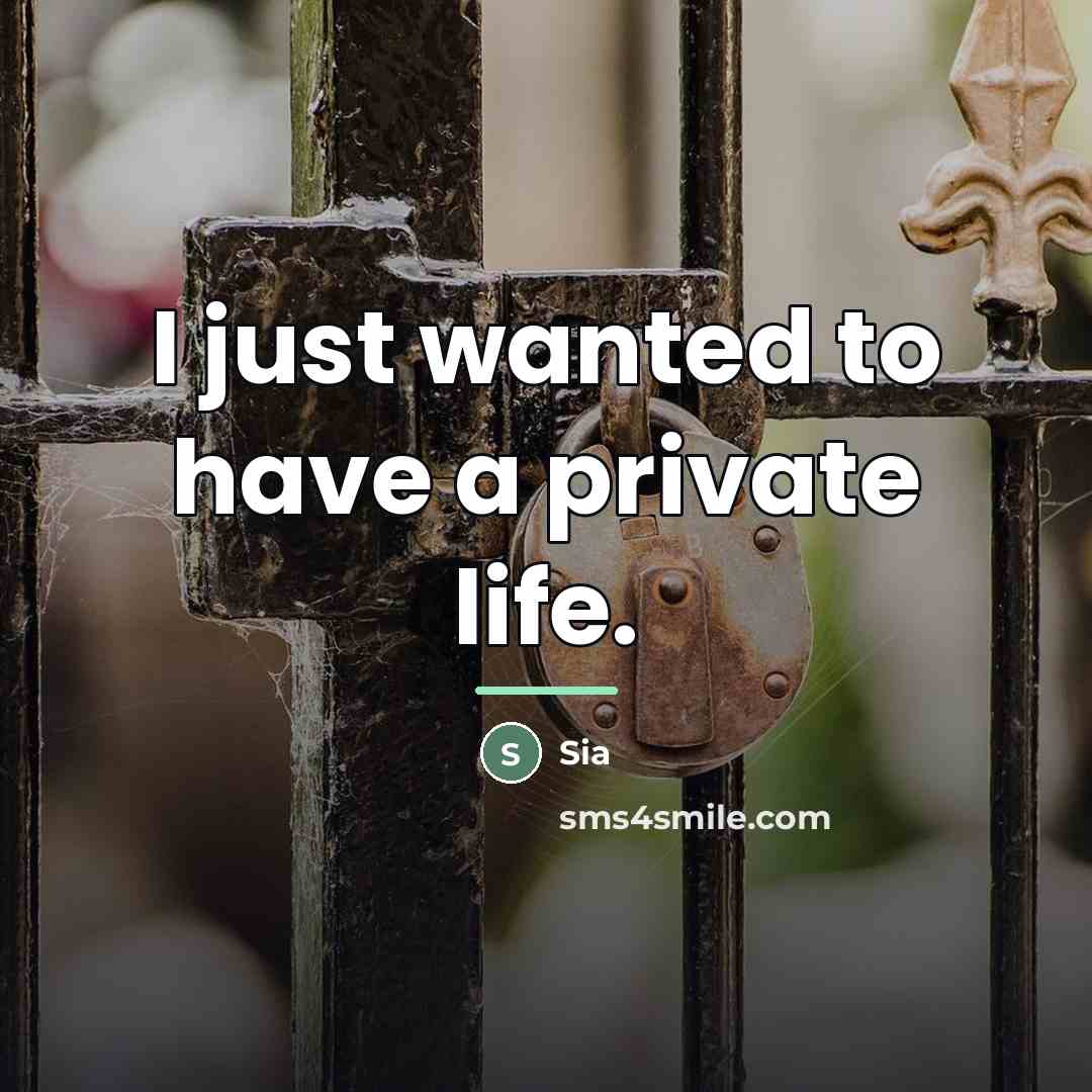 “I just wanted to have a private life.…” quote by Sia