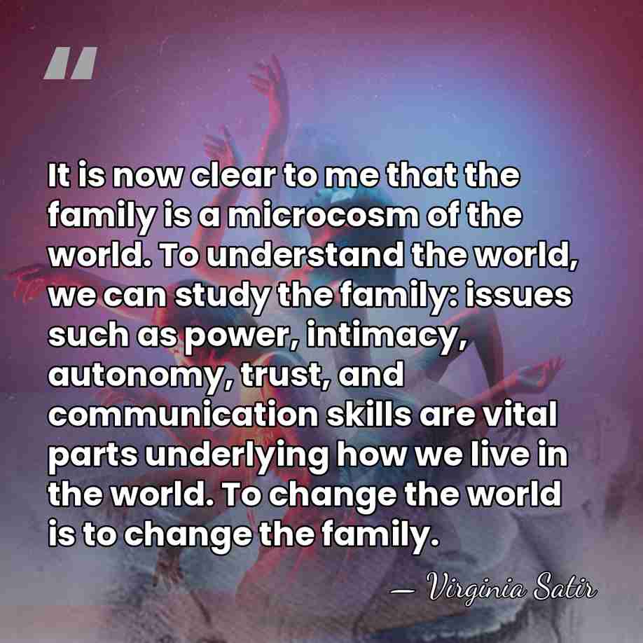 It is now clear to me that the family is a microcosm&hellip; - Virginia Satir