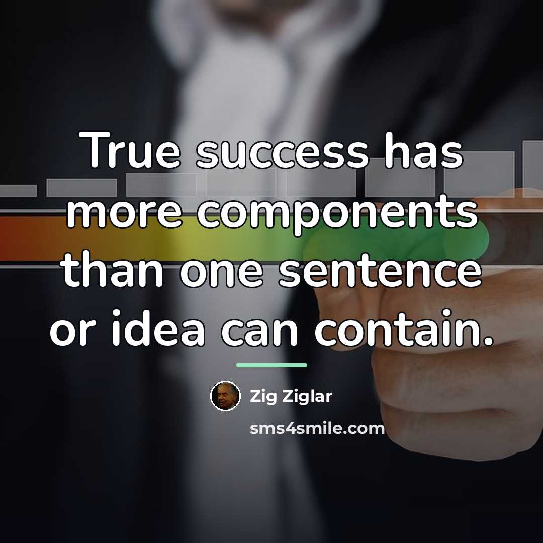 “True success has more components than one sentence or idea…” quote by Zig Ziglar