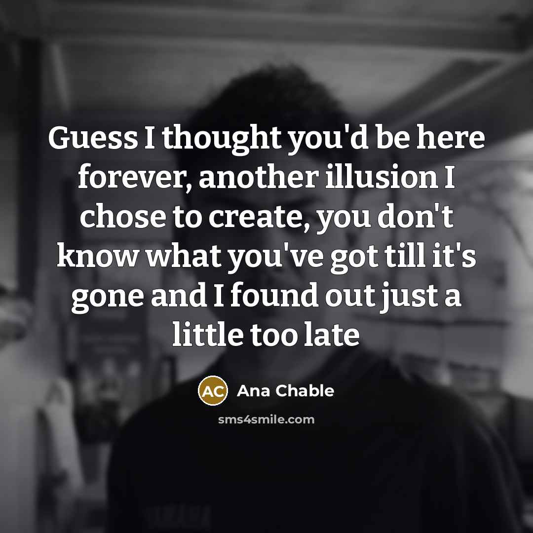 “Guess I thought you'd be here forever, another illusion I…” quote by Ana Chable