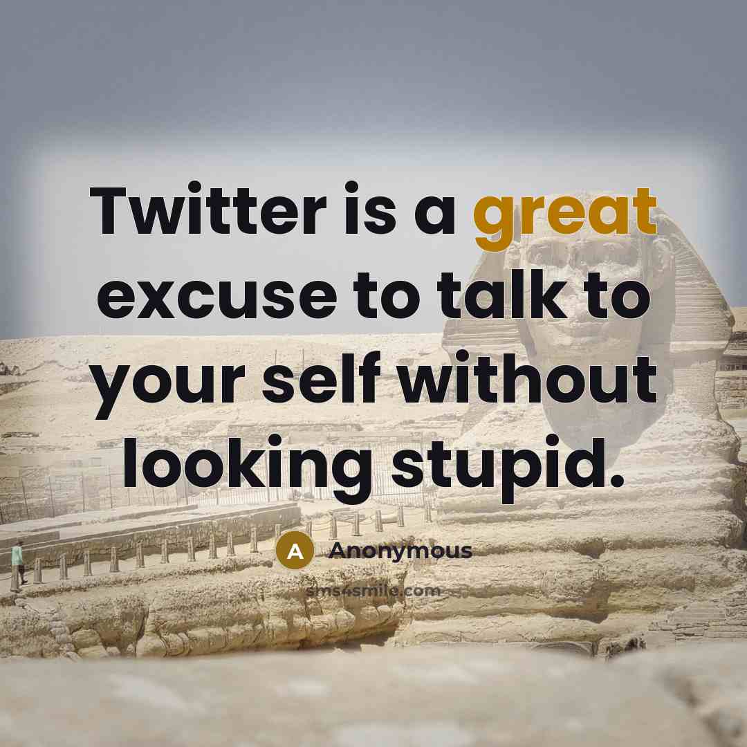 “Twitter is a great excuse to talk to your self…” quote by Anonymous