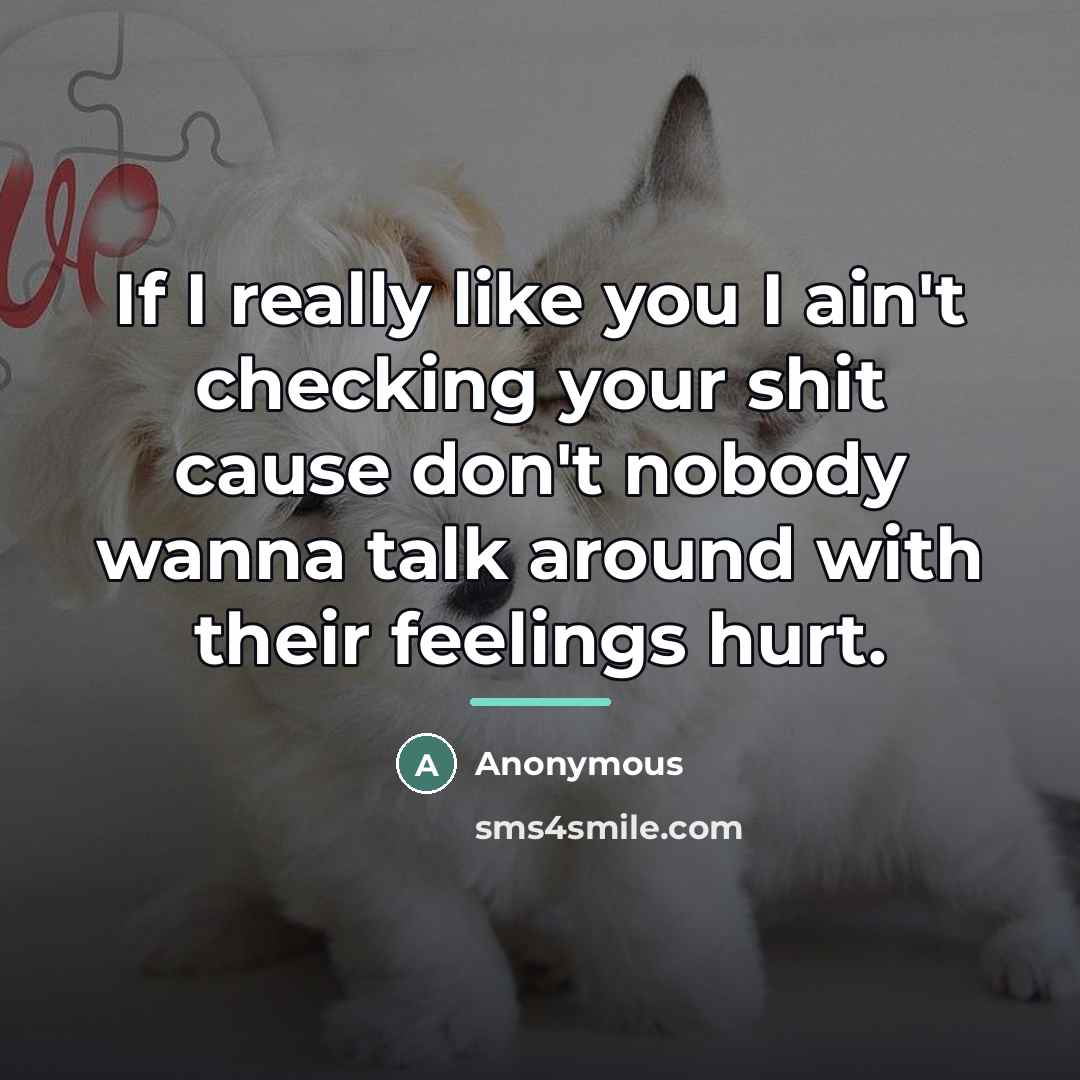 “If I really like you I ain't checking your shit…” quote by Anonymous
