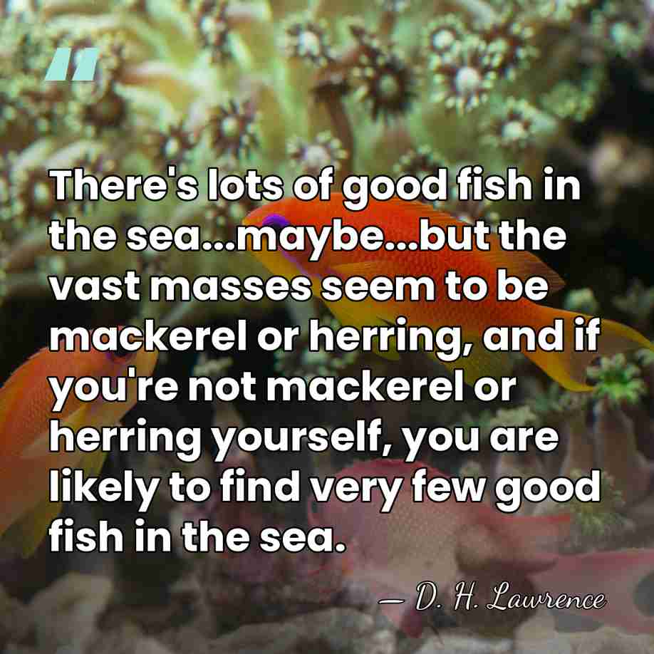 There's lots of good fish in the sea...maybe...but the vast masses seem&hellip; - D. H. Lawrence