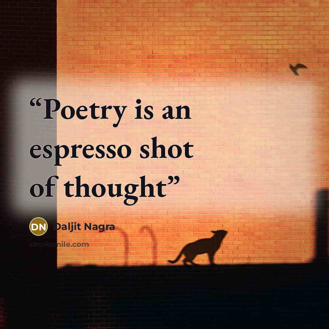 “Poetry is an espresso shot of thought” quote by Daljit Nagra