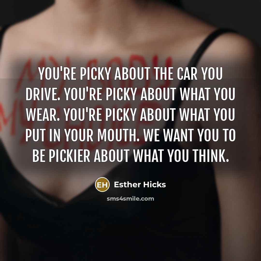 “You're picky about the car you drive. You're picky about…” quote by Esther Hicks