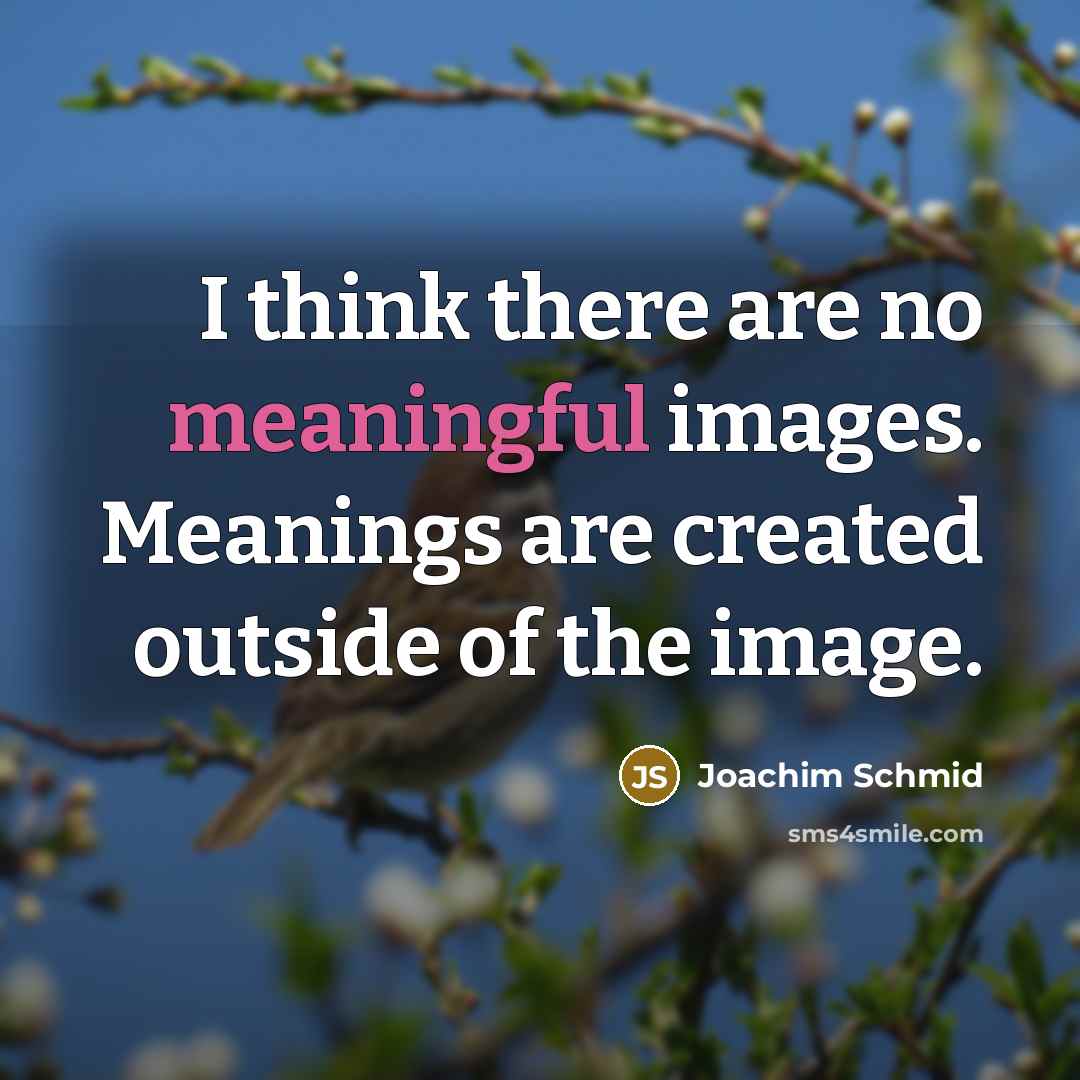“I think there are no meaningful images. Meanings are created…” quote by Joachim Schmid