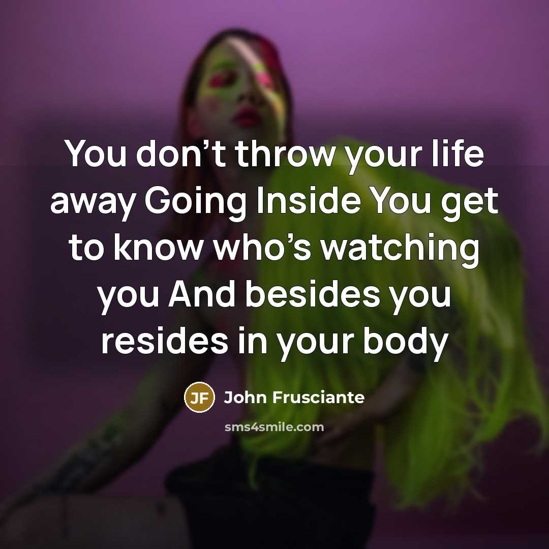 “You don't throw your life away Going Inside You get…” quote by John Frusciante