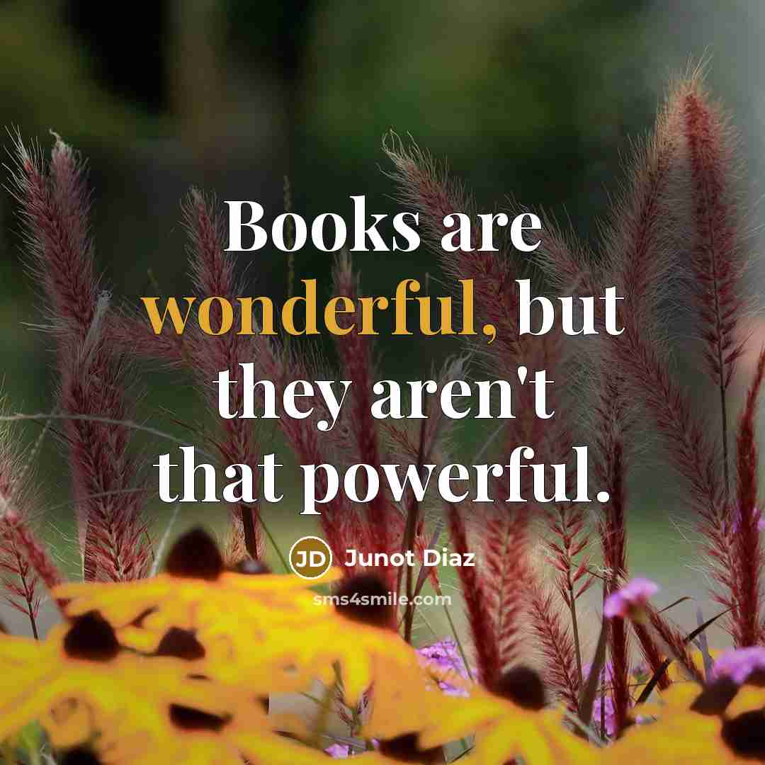 “Books are wonderful, but they aren't that powerful.…” quote by Junot Diaz