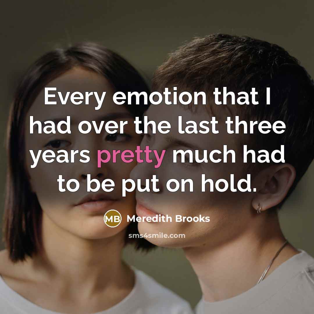 “Every emotion that I had over the last three years…” quote by Meredith Brooks