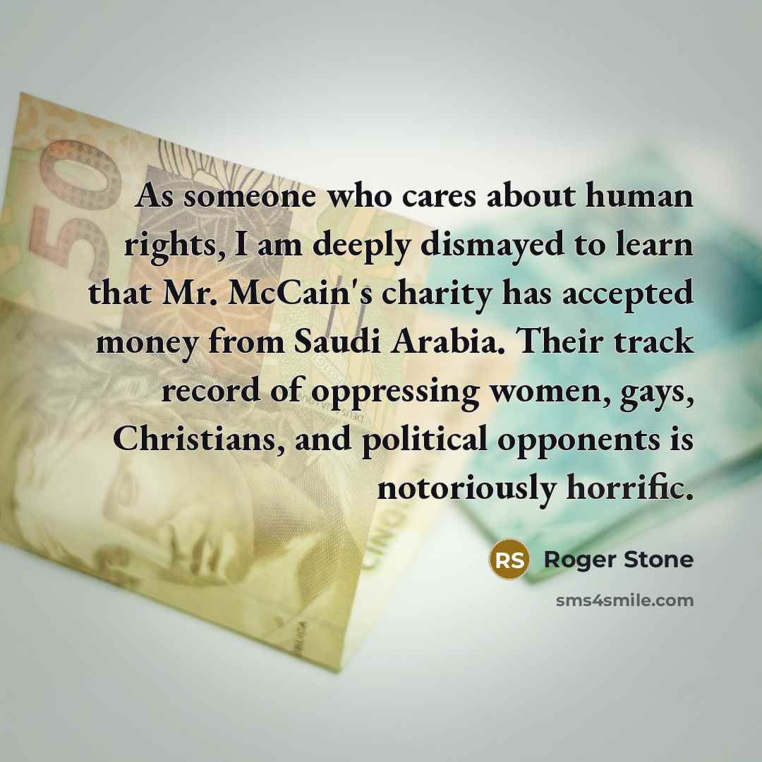 “As someone who cares about human rights, I am deeply…” quote by Roger Stone